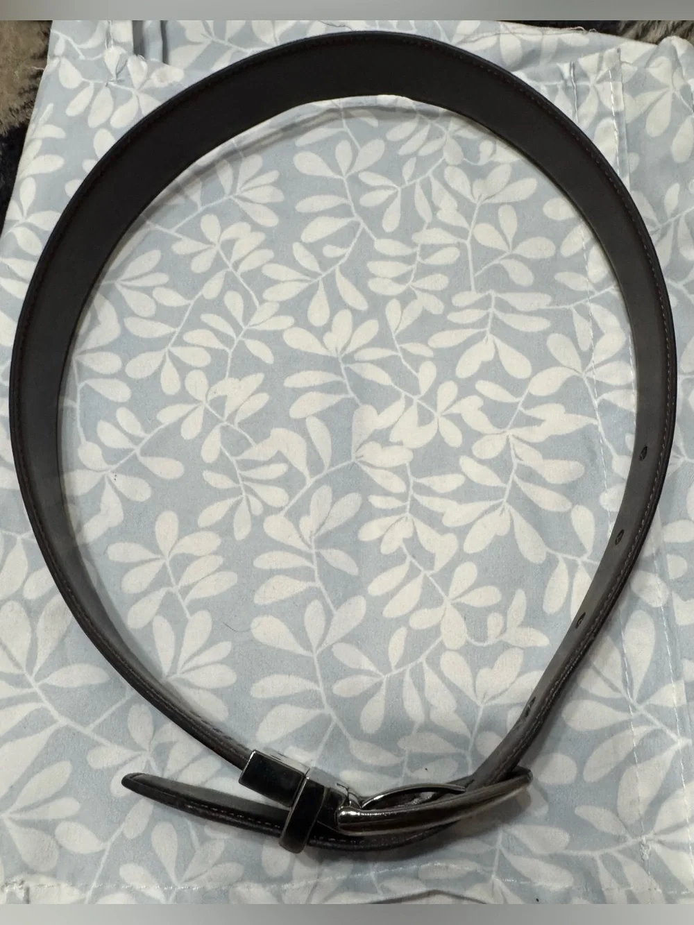 Perry Ellis Black Leather Dress Belt with Silver Buckle